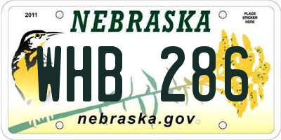 NE license plate WHB286