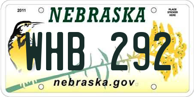 NE license plate WHB292