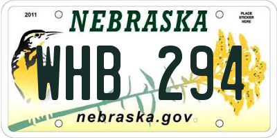 NE license plate WHB294