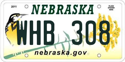 NE license plate WHB308