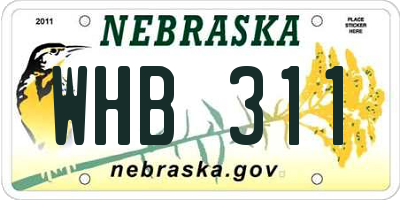 NE license plate WHB311