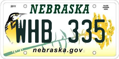 NE license plate WHB335