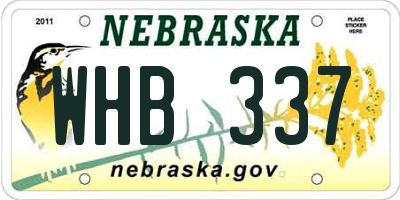 NE license plate WHB337