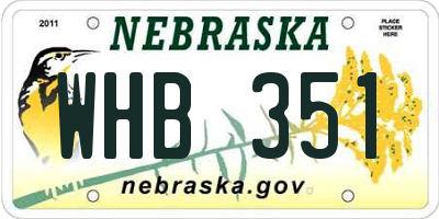 NE license plate WHB351