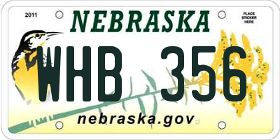 NE license plate WHB356