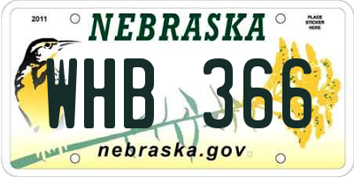 NE license plate WHB366