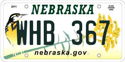NE license plate WHB367