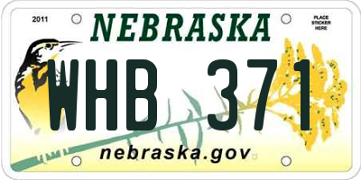 NE license plate WHB371