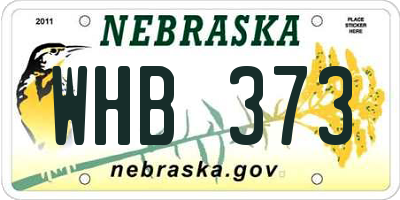 NE license plate WHB373