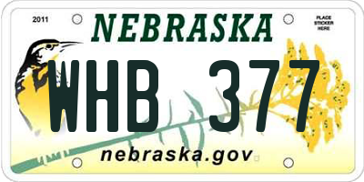 NE license plate WHB377
