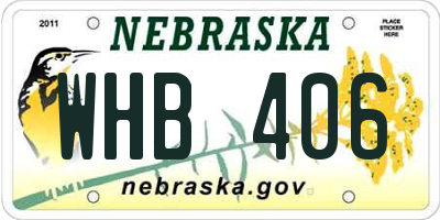 NE license plate WHB406