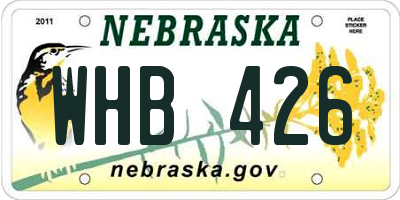 NE license plate WHB426