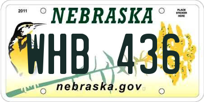 NE license plate WHB436