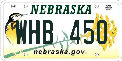 NE license plate WHB450
