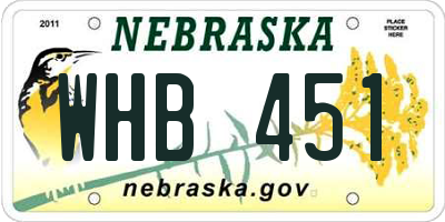 NE license plate WHB451