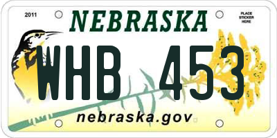 NE license plate WHB453