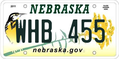 NE license plate WHB455