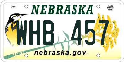 NE license plate WHB457