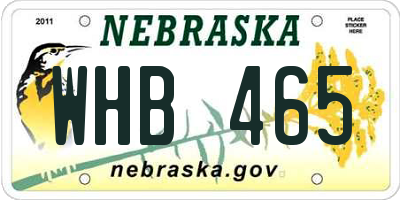 NE license plate WHB465