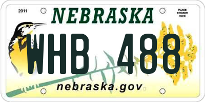 NE license plate WHB488
