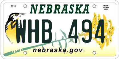 NE license plate WHB494