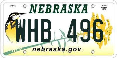 NE license plate WHB496