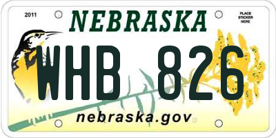 NE license plate WHB826