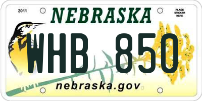 NE license plate WHB850