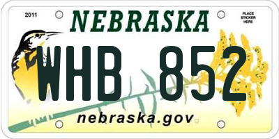 NE license plate WHB852