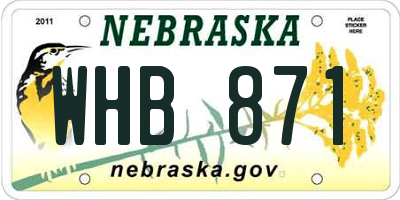 NE license plate WHB871
