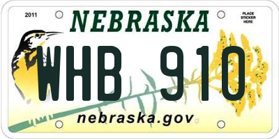 NE license plate WHB910