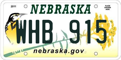 NE license plate WHB915