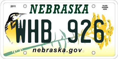 NE license plate WHB926