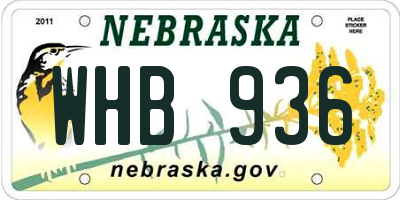 NE license plate WHB936