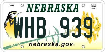 NE license plate WHB939