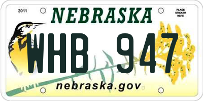 NE license plate WHB947