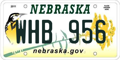 NE license plate WHB956
