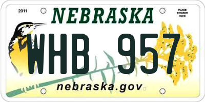 NE license plate WHB957