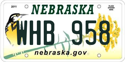NE license plate WHB958