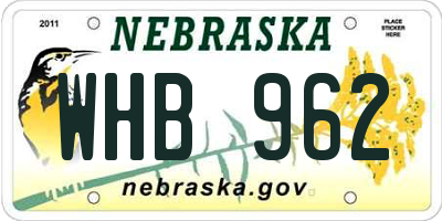NE license plate WHB962