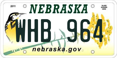 NE license plate WHB964