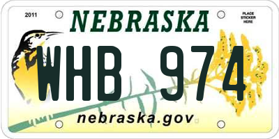 NE license plate WHB974