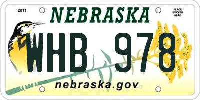 NE license plate WHB978