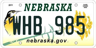 NE license plate WHB985