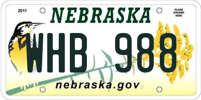 NE license plate WHB988