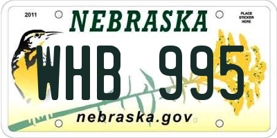 NE license plate WHB995