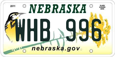 NE license plate WHB996