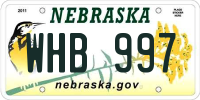 NE license plate WHB997