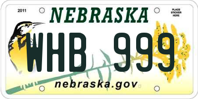 NE license plate WHB999