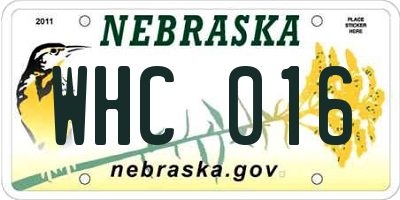NE license plate WHC016